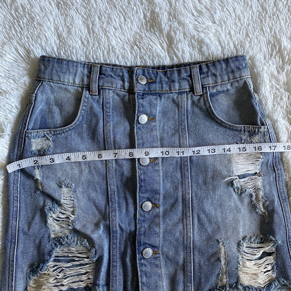 Free People Button-Up Denim Mini Skirt - Picture 5 of 7